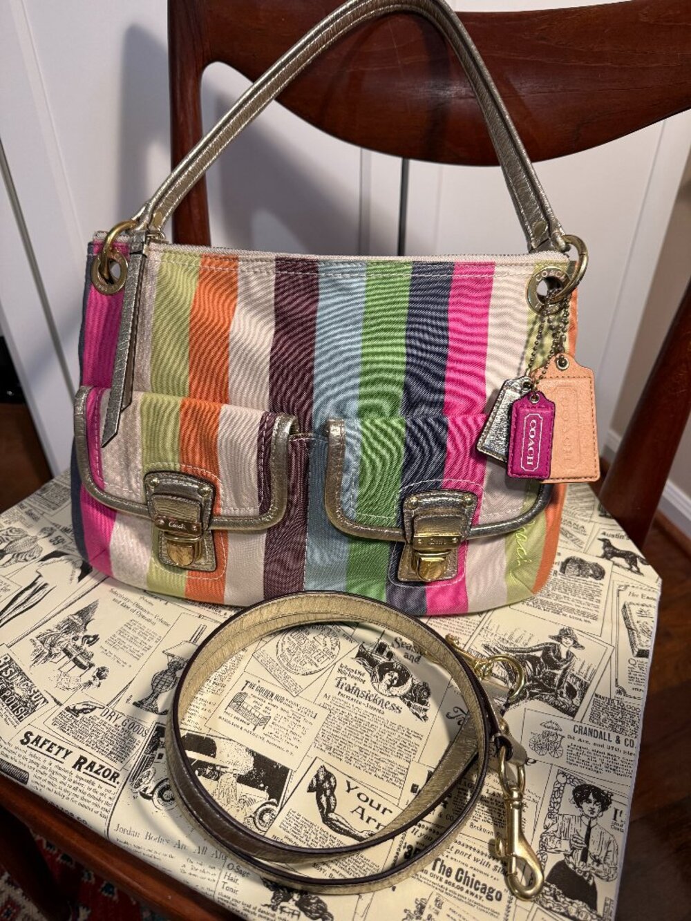 Poppy Legacy Striped Sequined Colorful Hippie Crossbody Purse Y2K